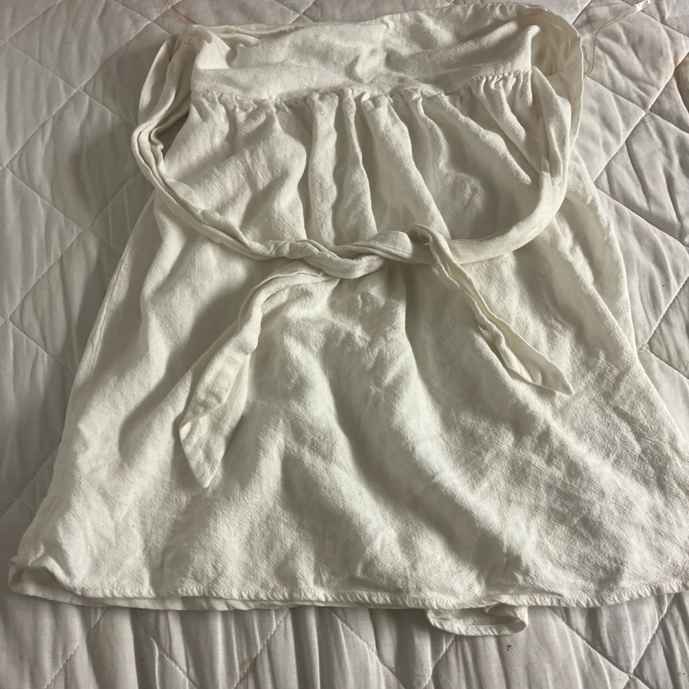 Bandeau flowy baby doll white dress tie up in back